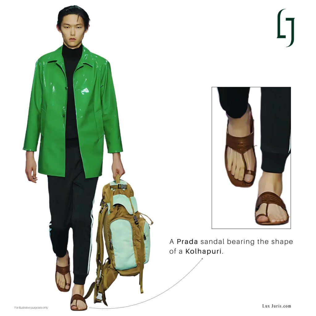 Prada sandal using the traditional Kolhapuri chappal design, showing cultural roots left uncredited