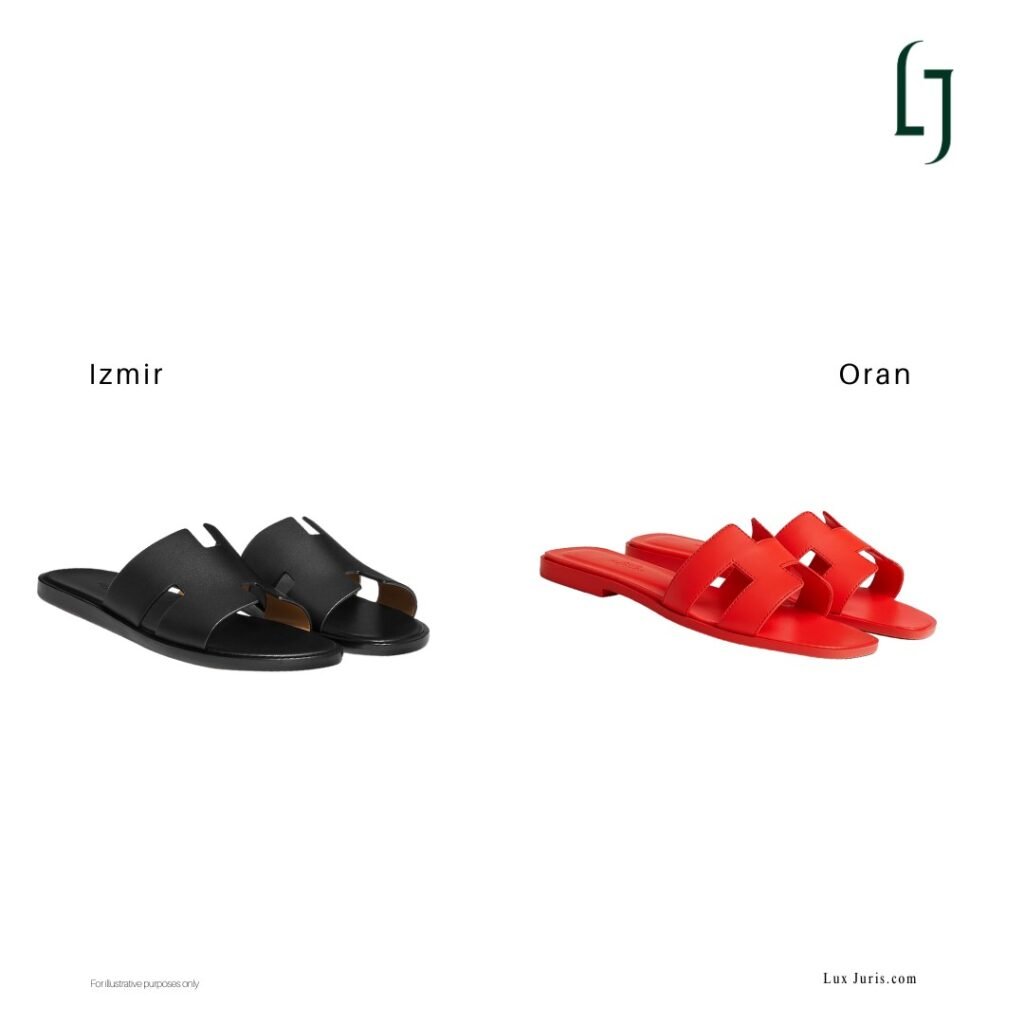 Close-up of Hermès Oran and Izmir Sandals