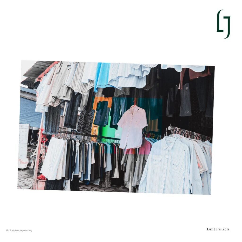 Image: Secondhand fashion stalls on display
