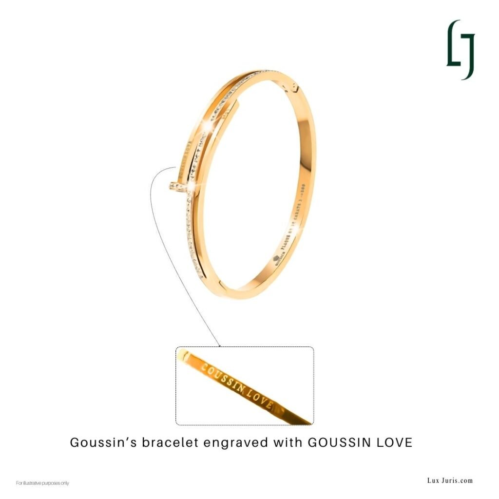 Image: Goussin’s bracelet engraved with GOUSSIN LOVE