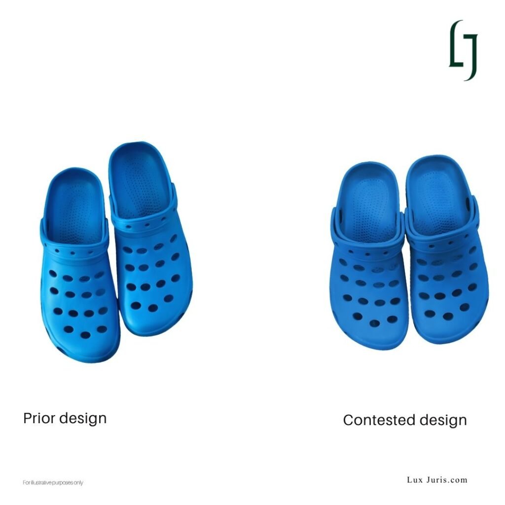 Side by side design comparison: the Crocs clog is on the left, the FLAMEshoes clog is on the right