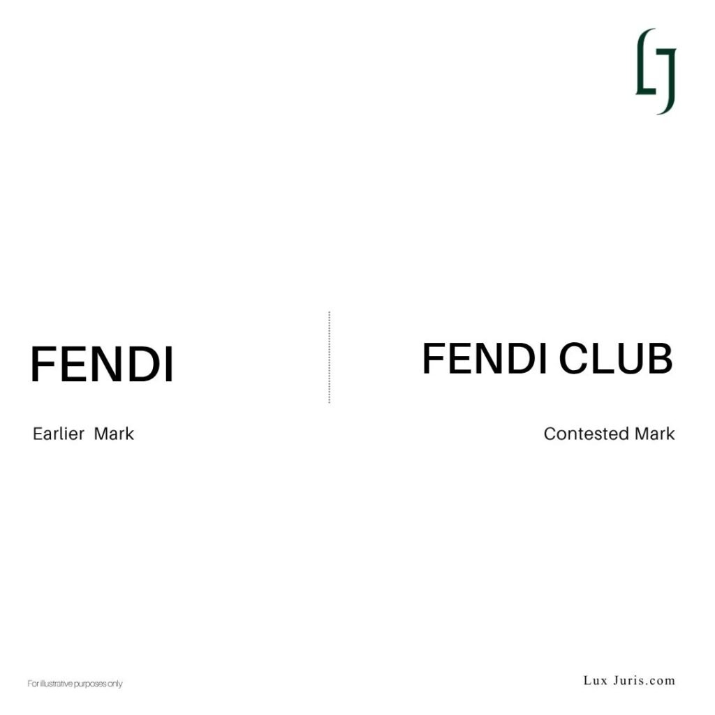 Image showing two marks used for trademark comparison, Fendi and Fendi Club.