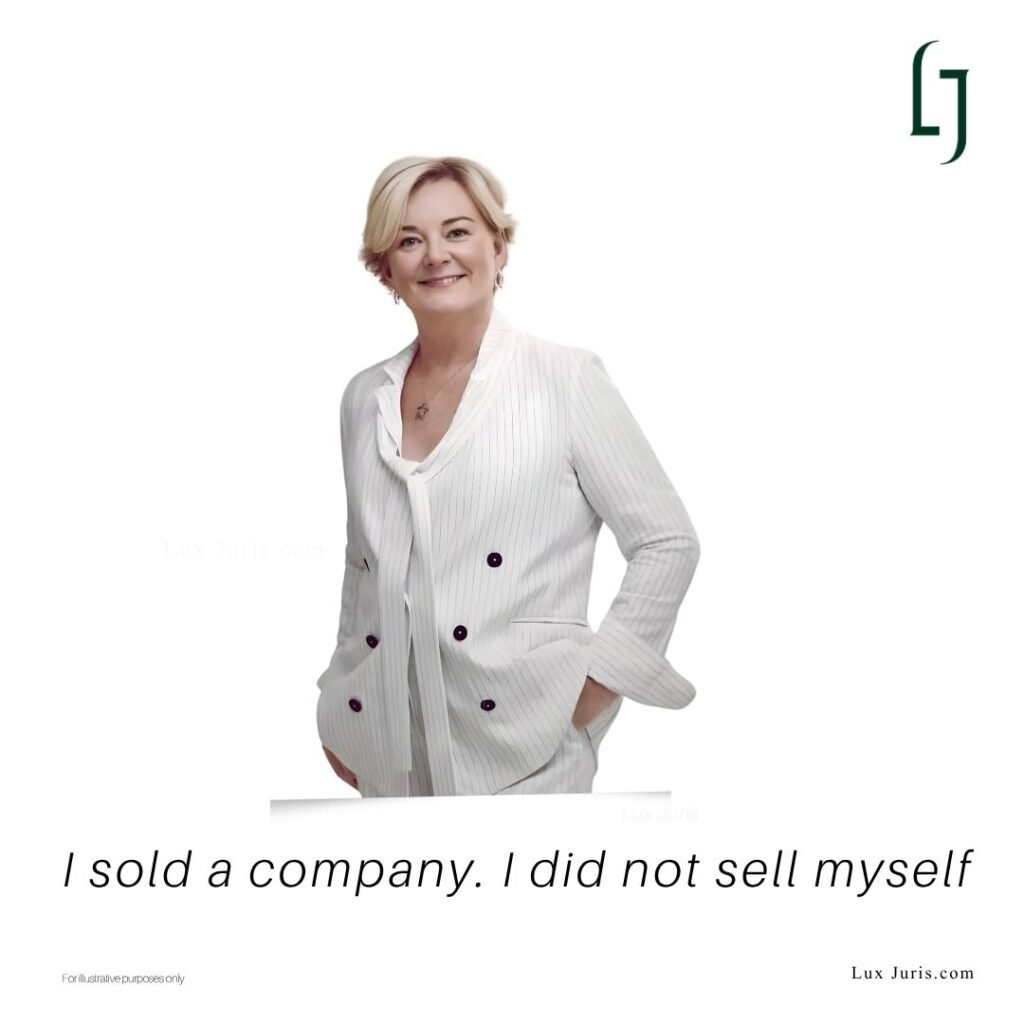 For illustration purposes: image of Jo Malone, used for visual reference only. The text below reads, "I sold a company. I did not sell myself"